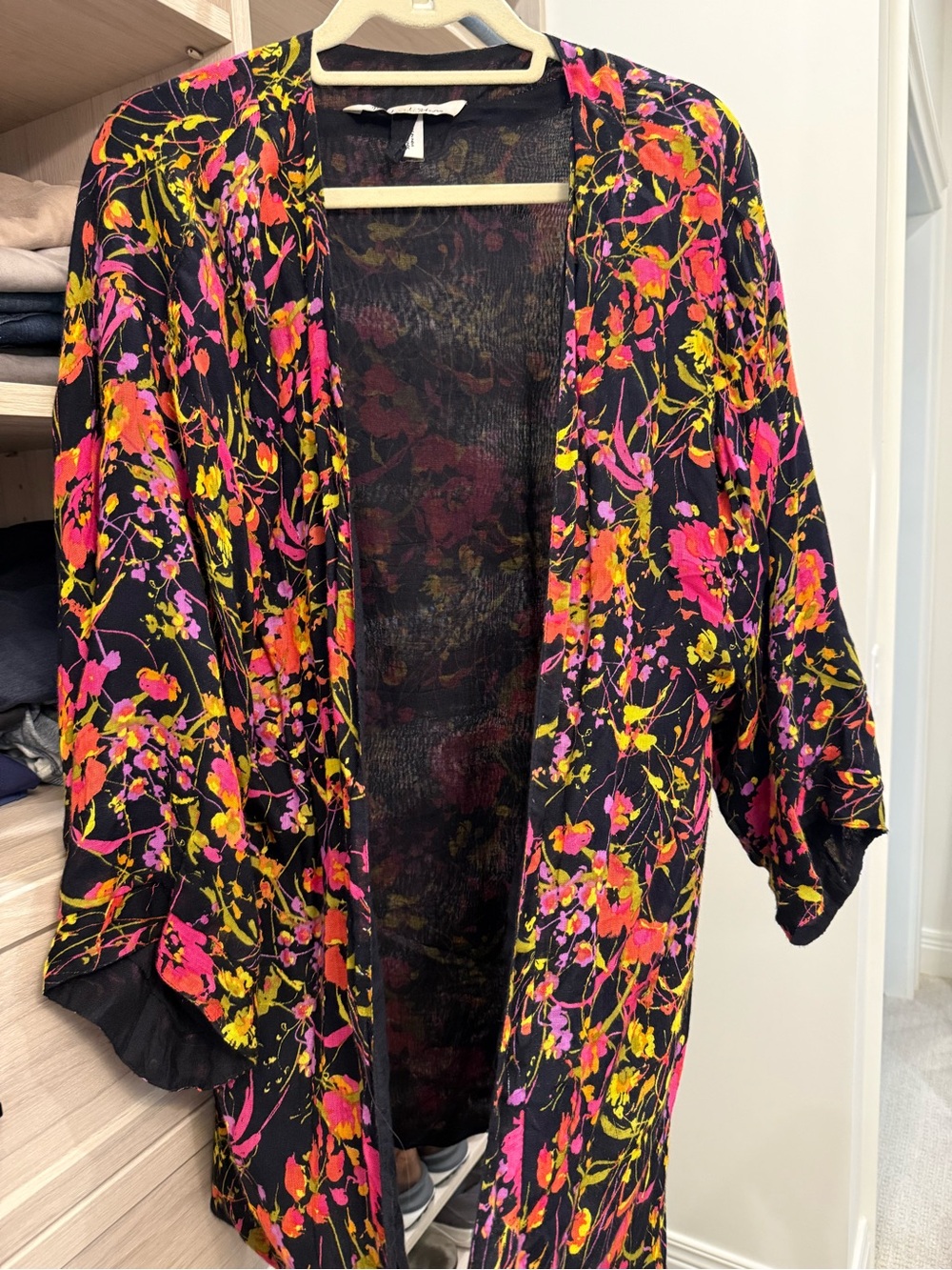 Michael Stars Black Floral Print Duster - Picture 2 of 3